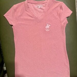 Beverly Hills Polo Club Pink V-Neck Short Sleeve Tee, Size Small, EUC